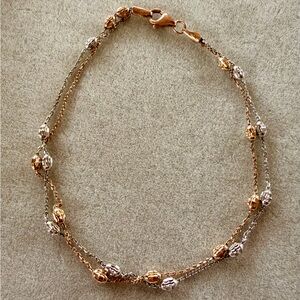 14K Rose gold & White gold Chain Bracelet